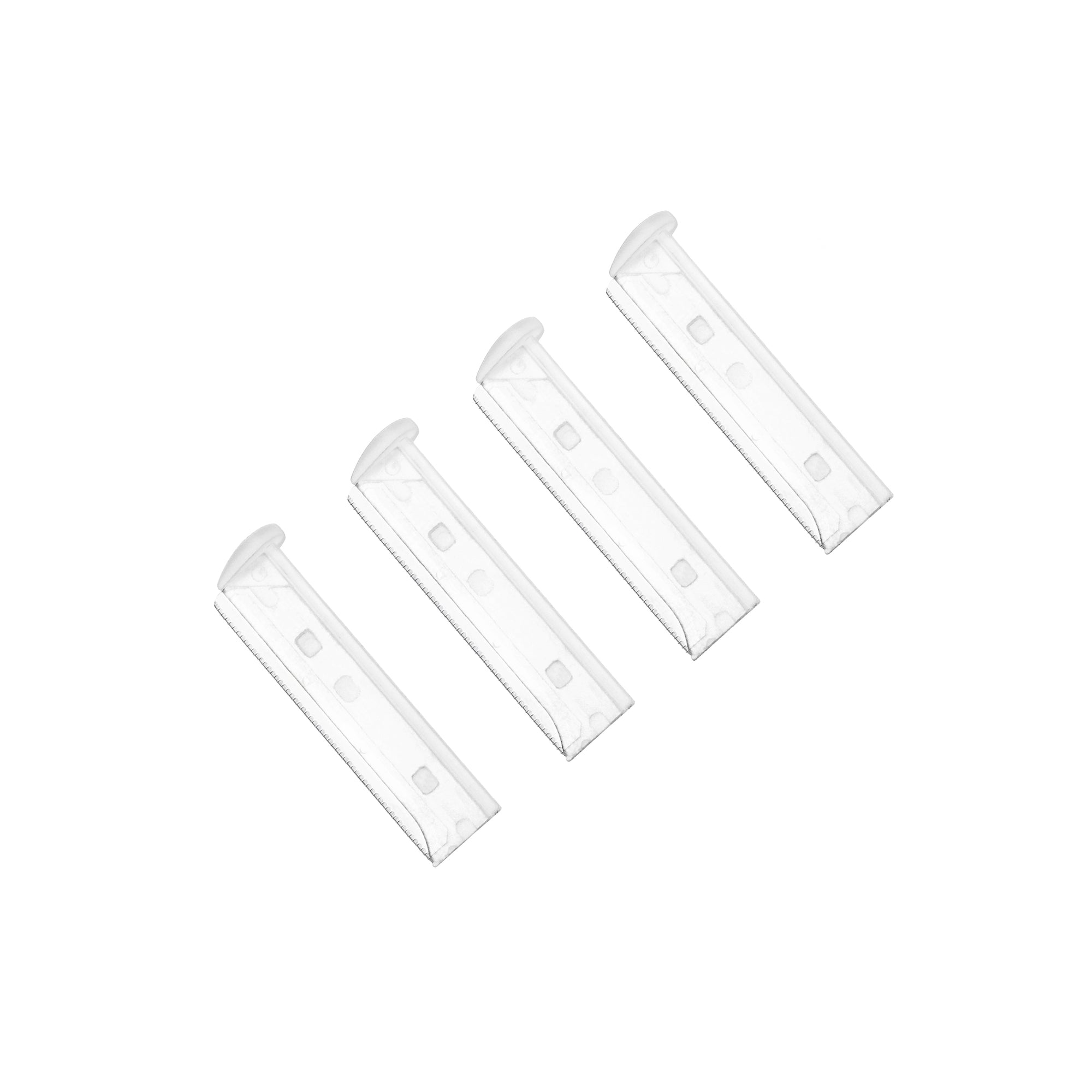 4 Facial Razor Replacement Blades with rounded plastic edge on top