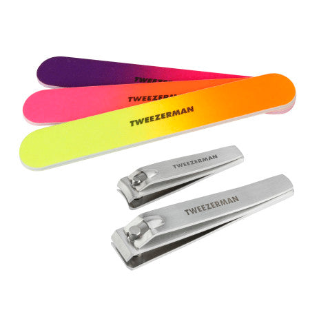 Neon Nail Kit: Neon Nail Kit NAIL FILE SET and stainless-steel nail clipper with curved blade and straight blade