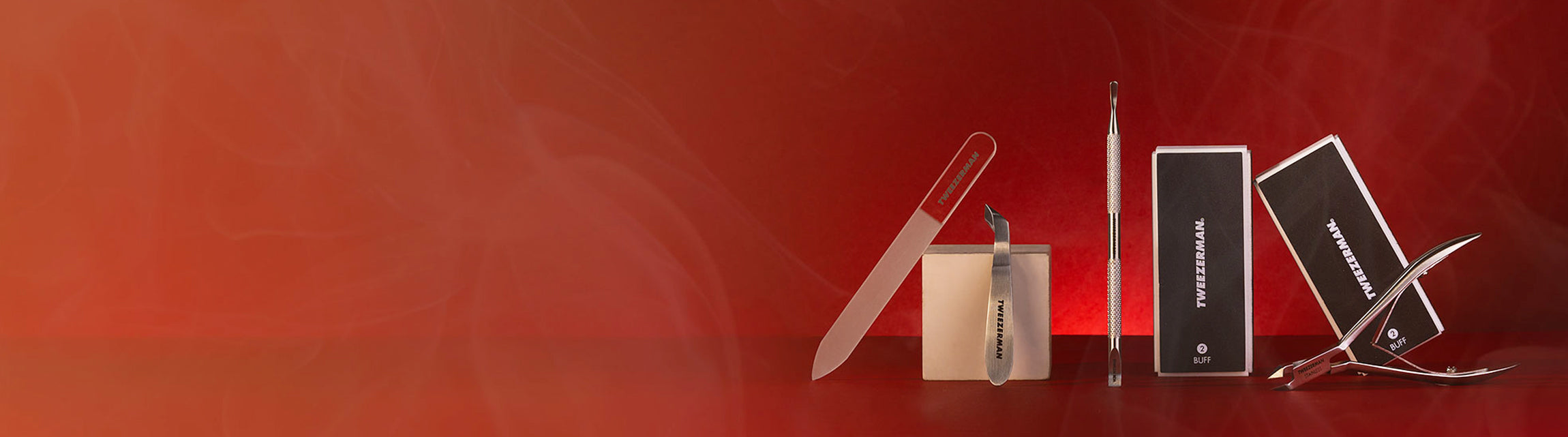 Manicure tools for Halloween on an orange background