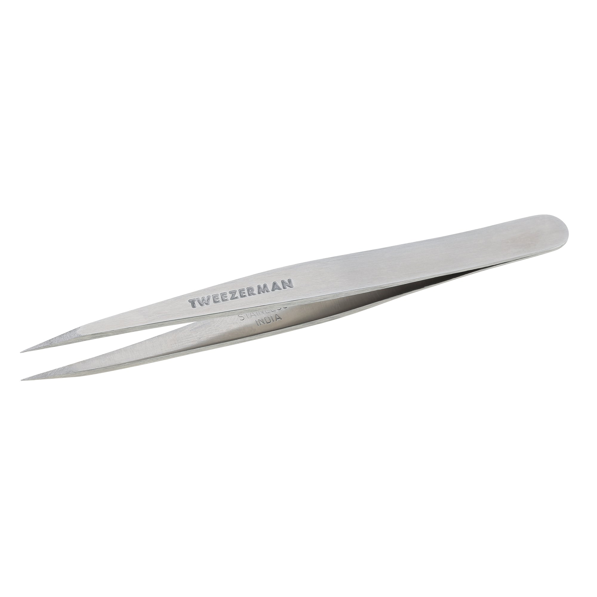 Classic Stainless Steel Point Tweezer, full body stainless steel with Tweezerman logo