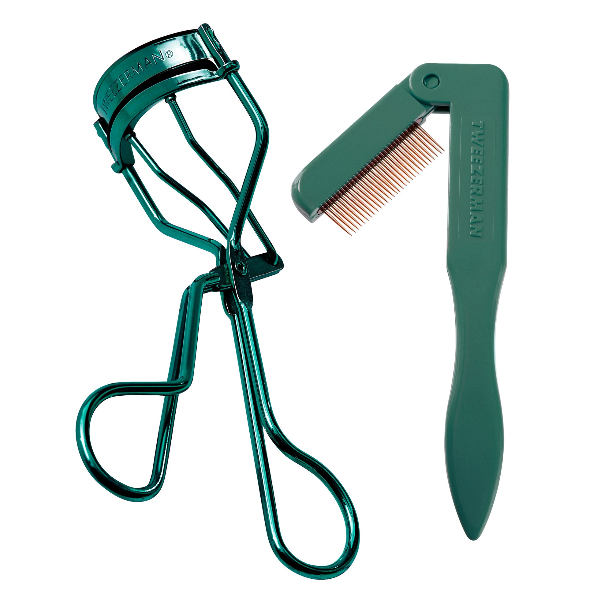 Enchanted Garden Lash Curler and ilashcomb in dark green color finish