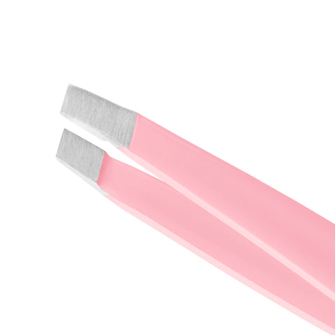 Light Pink coloured tweezer with a focus on the slant tips