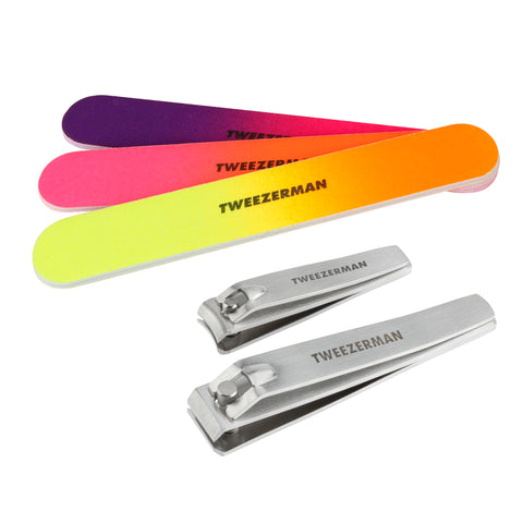 Neon Nail Kit: Neon Nail Kit NAIL FILE SET and stainless-steel nail clipper with curved blade and straight blade