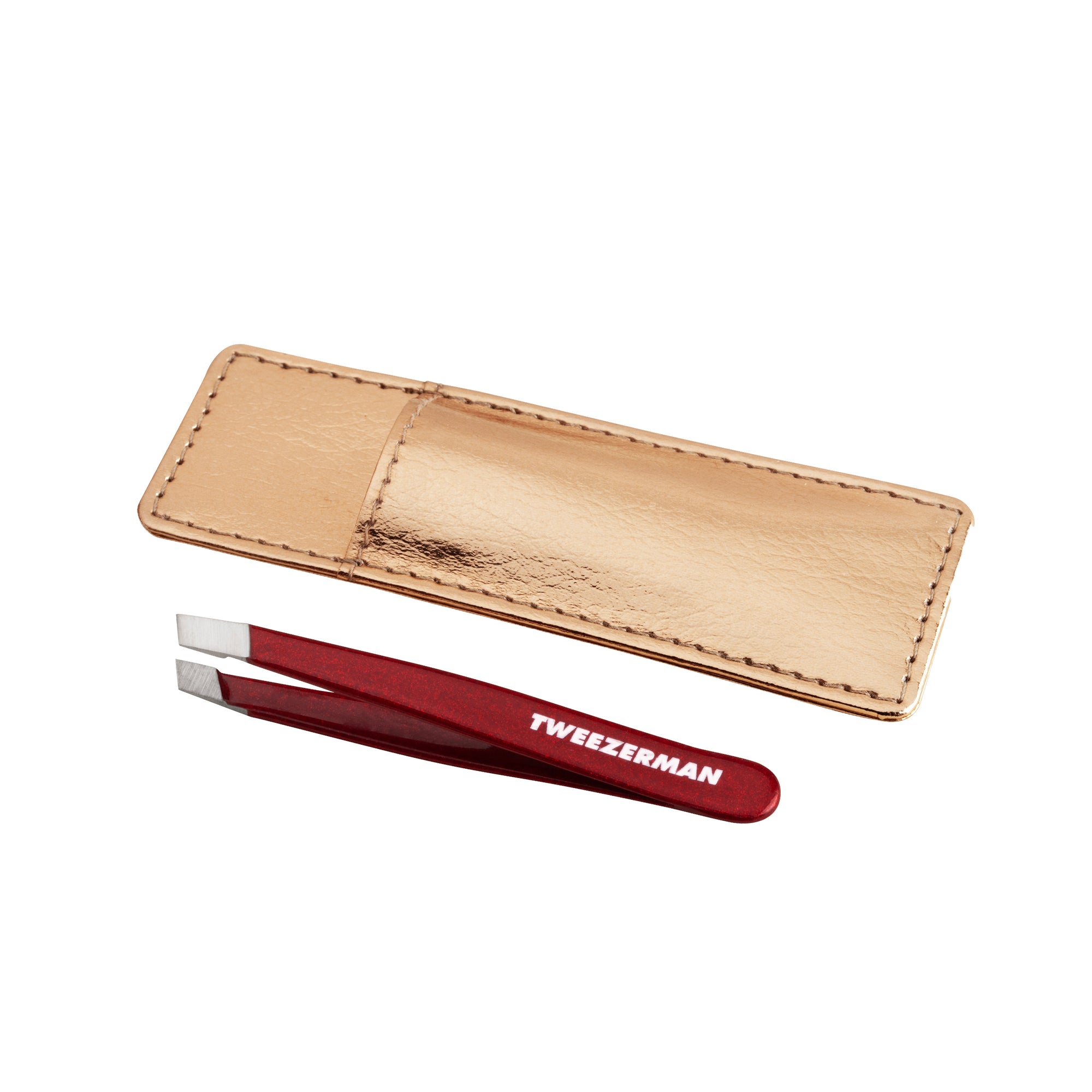 Vintage Rose Mini Slant Tweezer with gold-coloured case