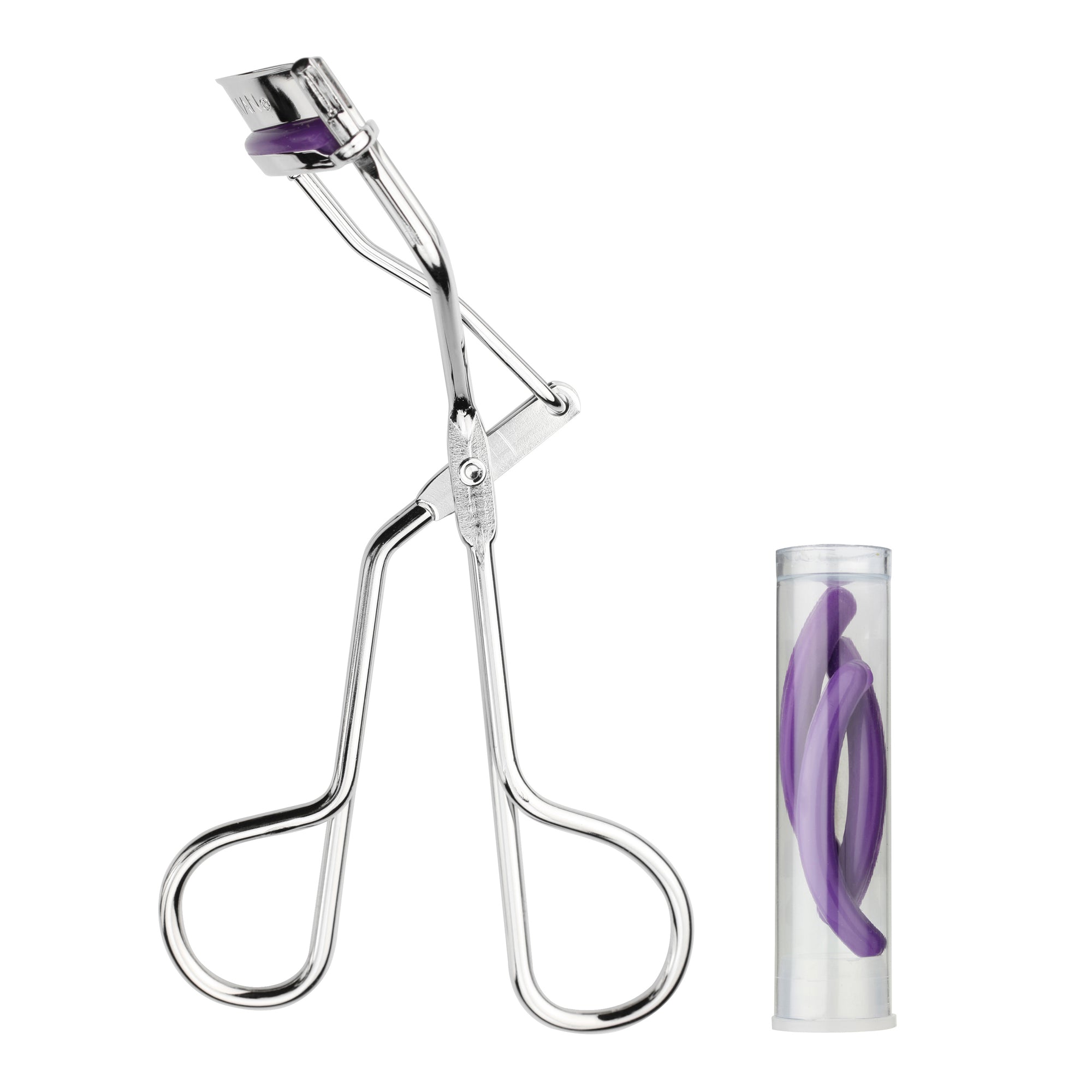 Silver Eyelash Curler with Purple Pad