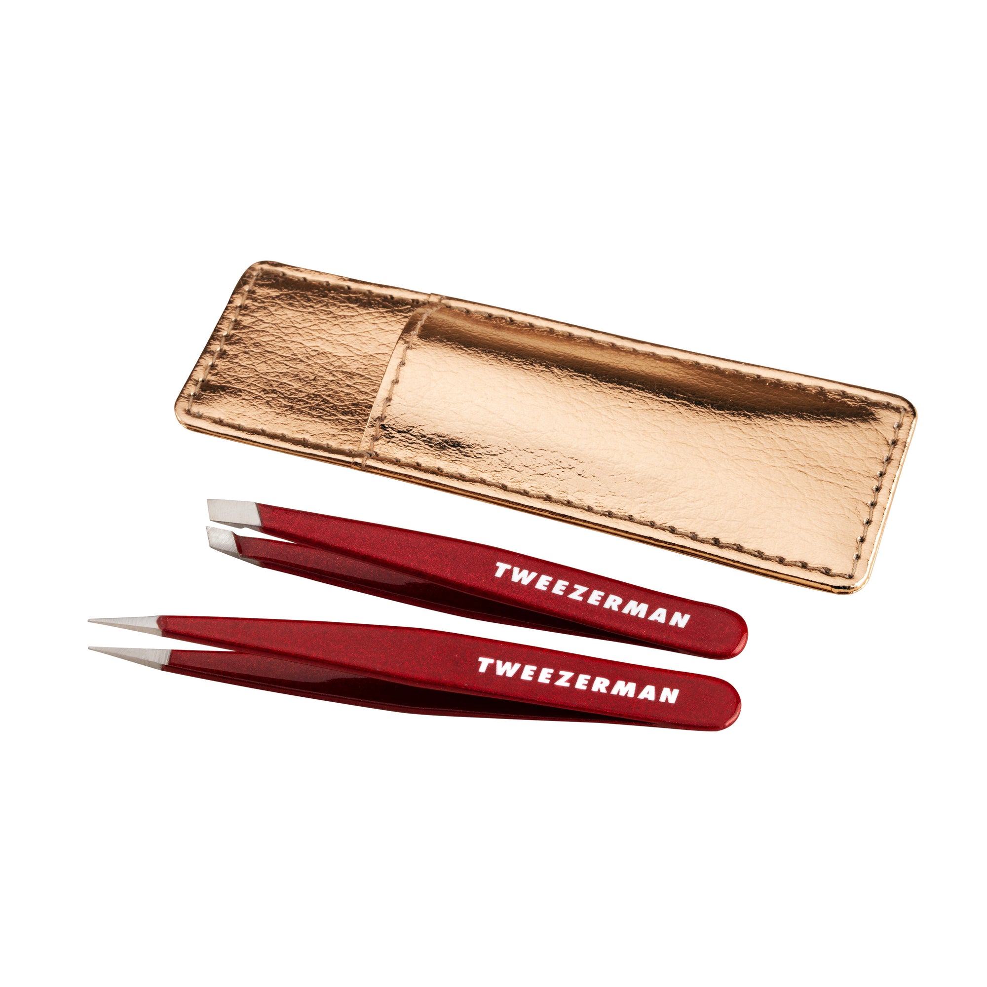 Vintage Rose Mini Tweezer Set with gold-coloured case